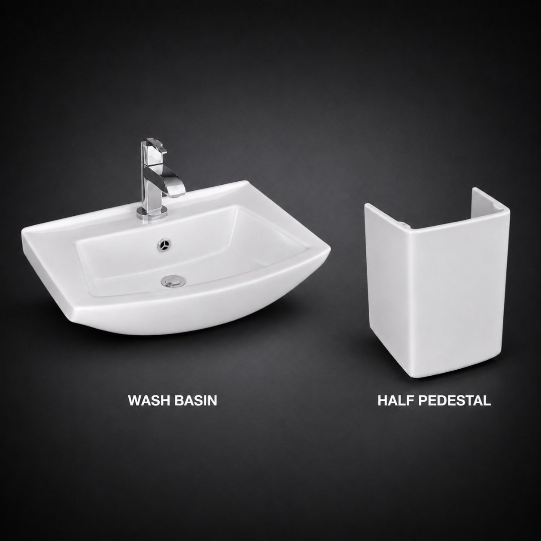 SILVER Washbasin with Pedestal Wash Basin - My Home Studio